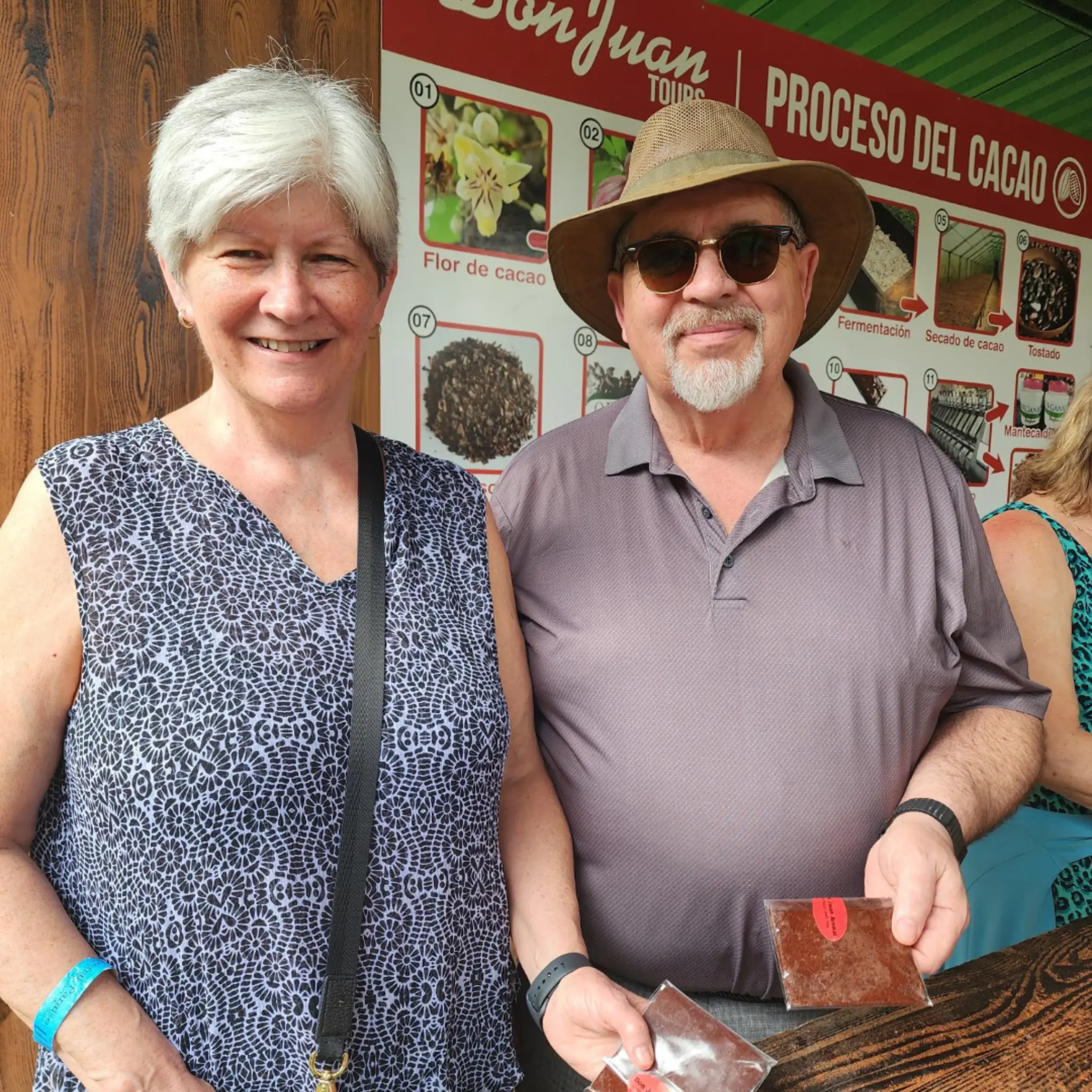 Older couple enjoying a chocolate tour in La Fortuna, Costa Rica