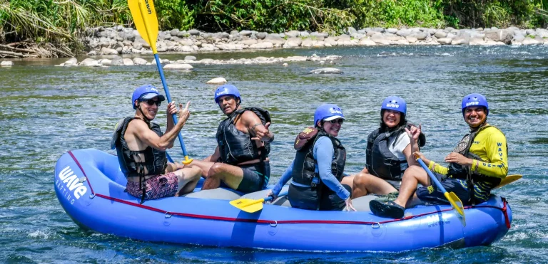 Small group rafting on a calm section of the Balsa River with Wave Expeditions in Costa Rica